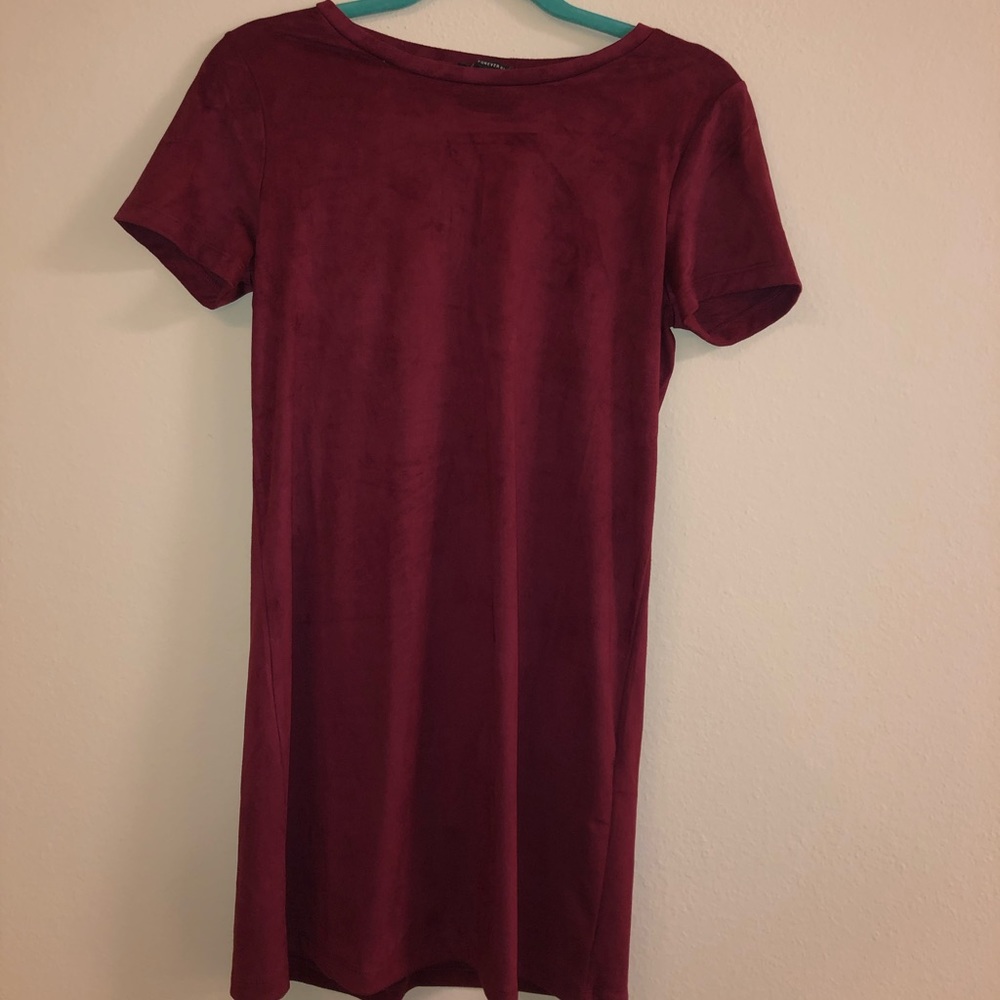 Forever 21 red suede t-shirt dress